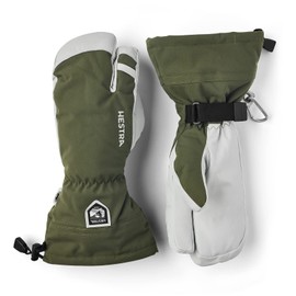 Hestra Army Leather Heli Ski Glove - Classic 3-Finger Snow Glove for Skiing, Snowboarding and Mountaineering - Olive - 09
