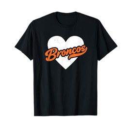 Vintage Broncos High School Go Broncos Pride Heart T-Shirt