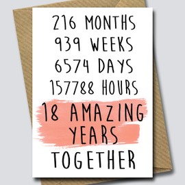 18 year anniversary card - Eighteenth anniversary card - 18th Wedding Anniversary - Amazing Years - Husband Wife Boyfriend Fiancé Girlfriend Partner…