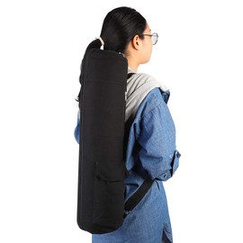 Vbestlife Bolsa para Esterilla de Yoga, Mochila Multifuncional de Lona Negra para Almacenamiento de Esterilla de Yoga con Correa Ajustable