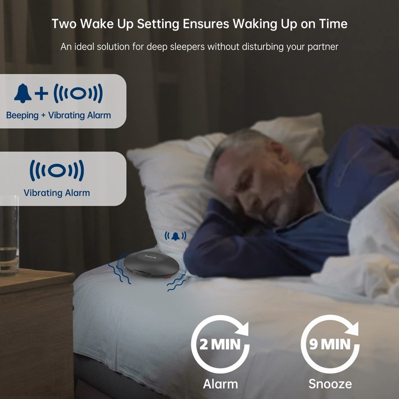 DreamSky Vibrating Alarm Clock for Heavy Sleepers - Auto Set