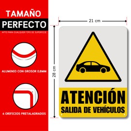 LEIASA Ausfahrtsschild für Fahrzeuge - 21 x 28 cm - Aluminium - reflektierend - Dicke 0,8 mm - Ausfahrtsschild für Fahrzeuge - UV-Druck - robust für den Außenbereich