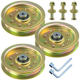 NIDAIFEI 3 Pack 756-04129 Idler Pulley Yellow Replaces Cub Cadet 756-04129b Idler Pulley 4.25 753-08171 753-08068a for Cub Cadet RZT 50 LT2000 LTX1040 LT1045 LTX1045 LT1046 LTX1046 T1000 Lawn Decks