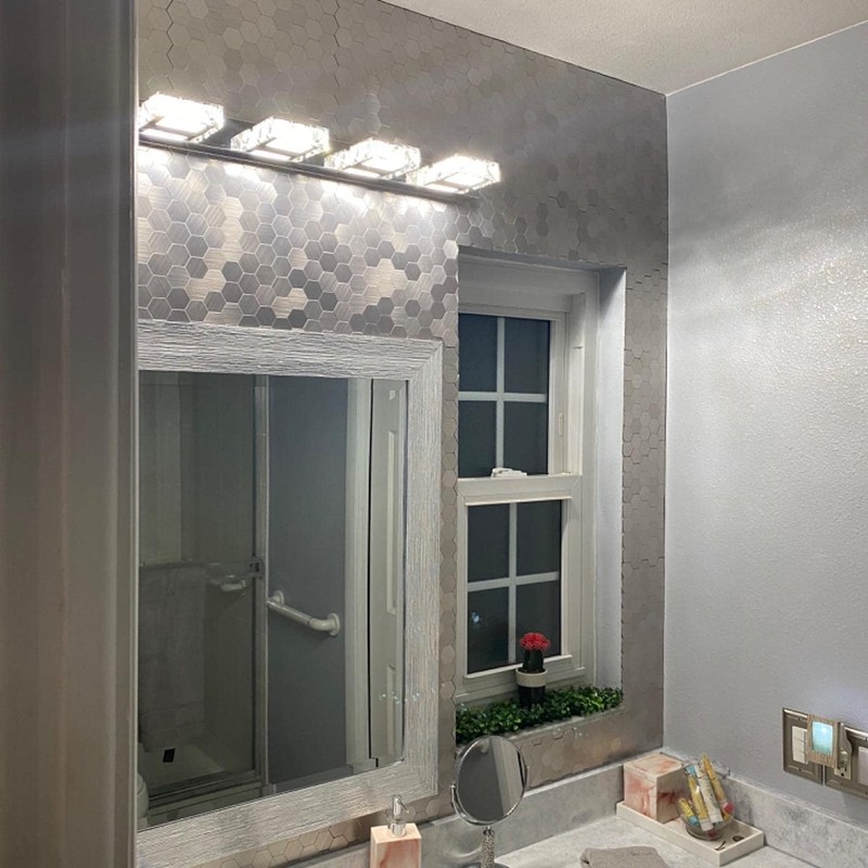KASARO 10-Sheet Peel and Stick Backsplash, Aluminum Mosaic Stainless Steel