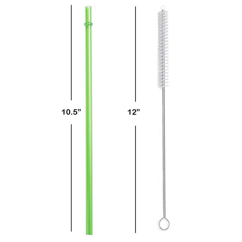 10.5" Long Rainbow Colored Reusable Plastic Replacement Straws, Fits Most