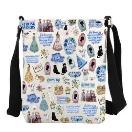 FEELMEM Women Satchel Bag Quote for Book Lovers Literary Book Club Gift Classic Book Bag Reading Lovers Gifts, beige, Unit size