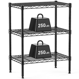 DUMOS 3 Tier Metal Wire Rack Shelf Heavy Duty Standing Shelves Adjustable Steel Closet Shelving Unit Organizers and Storage for Kitchen Bathroom Pantry Office, 13.78" D x 23.62" W x 30" H