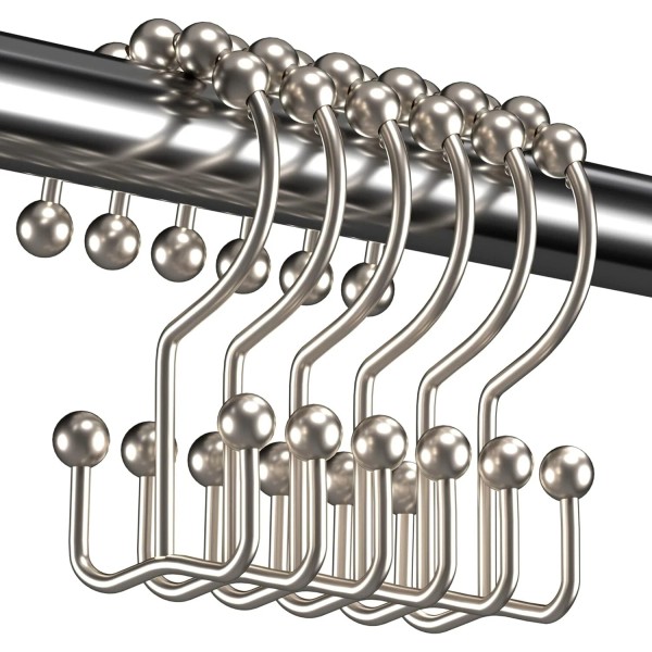 Unbranded Shower Curtain Hooks Rings, Rust Resistant Metal Double Glide