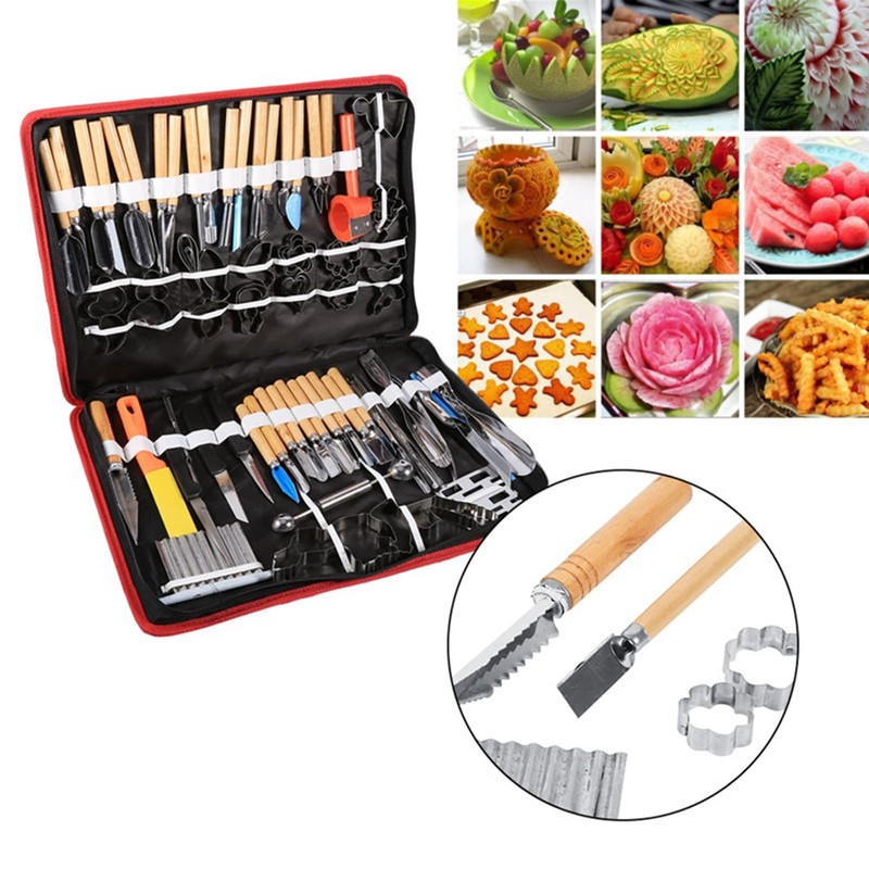 Topyond 80pcs Culinary Carving Peeling Tools Kit for Fruit and
