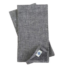 Linen & Cotton Schön Edel 4 x Fabric Napkins Honeycomb - 100% Linen, Black Beige Grey (47 x 47 cm) Napkins Fabric Linen Napkins Table Decoration for Wedding Celebration Catering Christmas