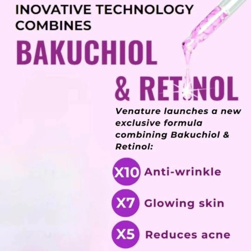 Venature Bakuchiol Retinol Serum 1oz Anti-Wrinkle Hydrating Glow Skin Care