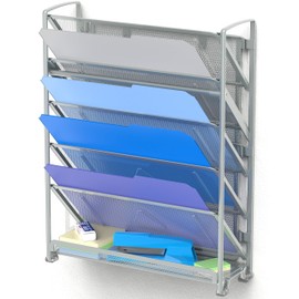 SimpleHouseware 6 Tier Wall Mount Document Letter Tray Organizer, Silver