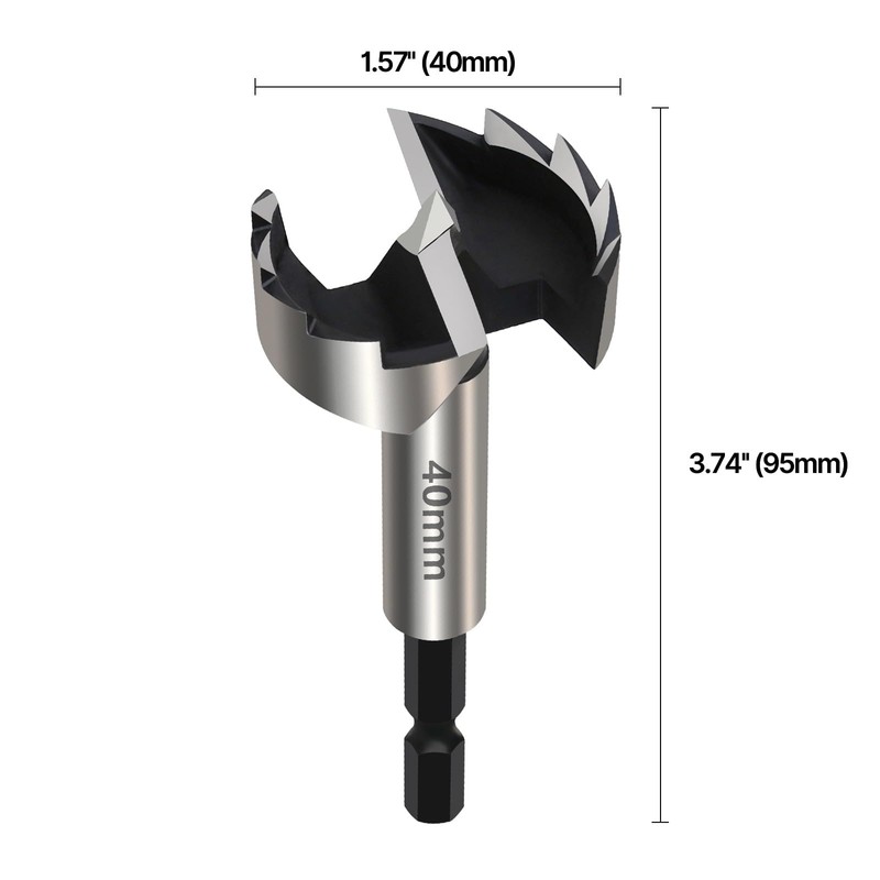 Vearter 40mm Forstner Drill Bit, High Carbon Steel Multi-Tooth Woodworking