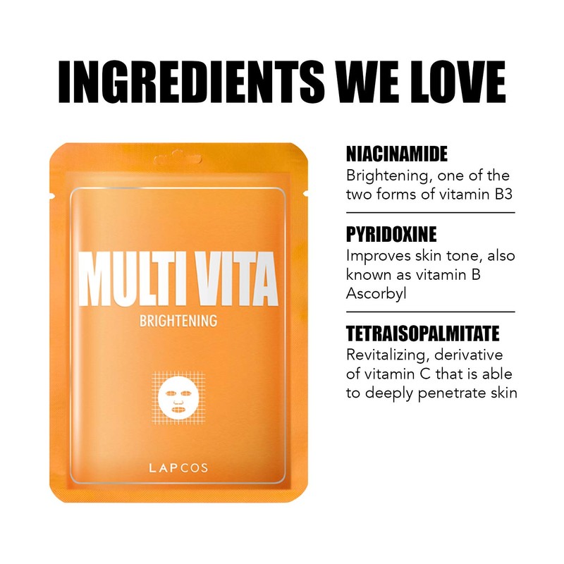 LAPCOS Derma Mask- Multi Vitamina/Iluminador paquete de 5
