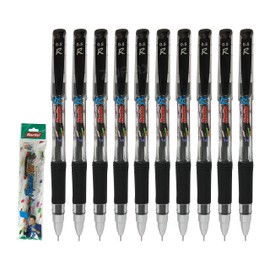 iFlymaxo Gel Pens, BLACK, Fine Point (0.5mm), Pack of 10, Waterproof Ink, Smooth Stick Gel Pens, Soft Grip, School Office Home Use, iZOFAX Black Ball Pen