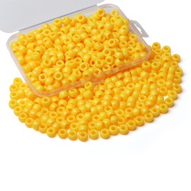 XIANNVXI Yellow Pony Beads 500Pcs 9mm Acrylic Pony Beads Bulk Hair Beads for Braids for Making Friendship Bracelets Necklace DIY Crafts Key Chains Ornaments Decorations