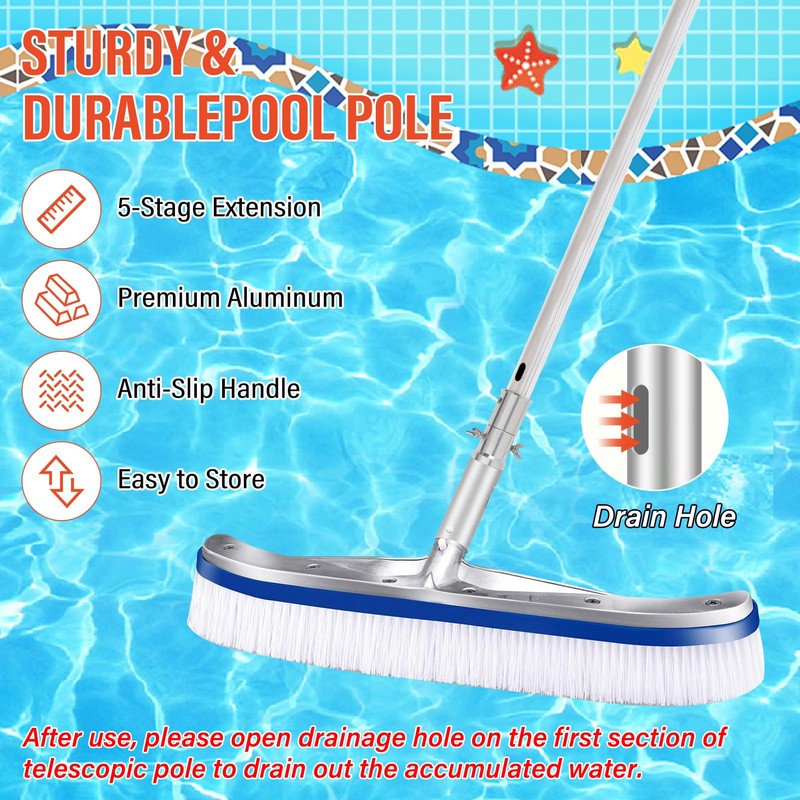 ACTREY Telescopic Pool Pole,12FT Extendable Pool Pole,Heavy Duty Aluminum Telescoping
