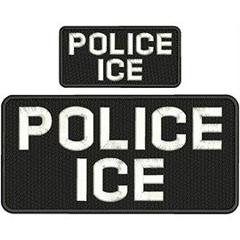 Police ICE Embroidery Patch 5X10 and 2.50x5 Hook on Back b lk/White - Embroidery Patch for Jacket Hat Backpack