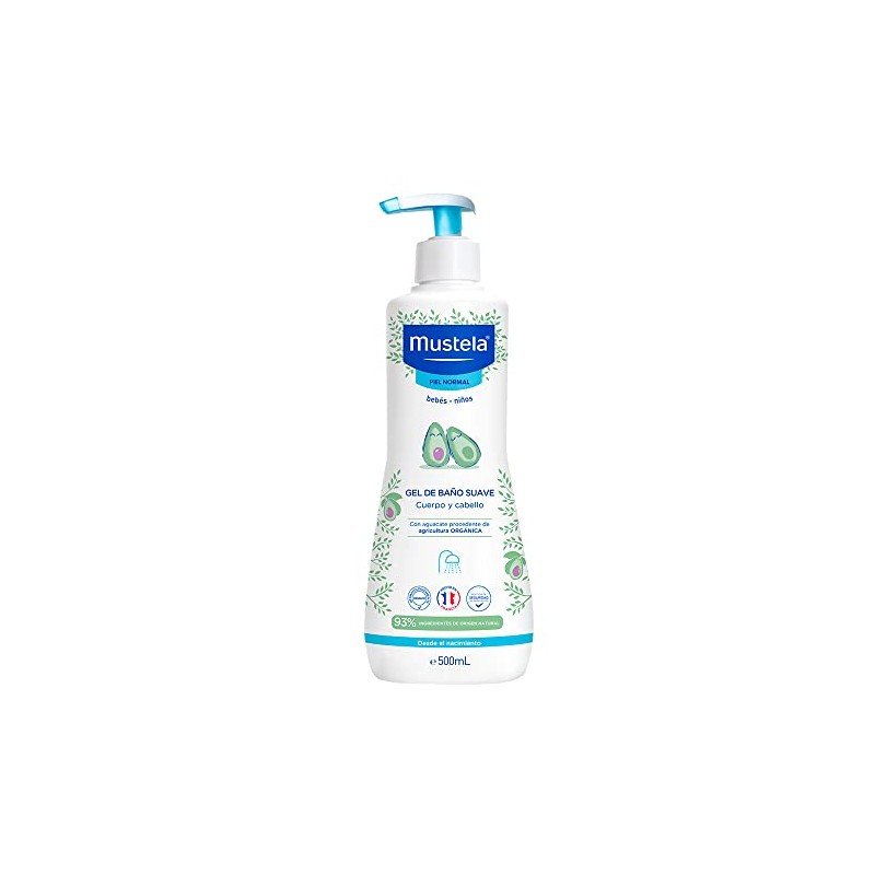 Mustela, Gel de Baño Corporal Suave, Bebés y Niños, 500
