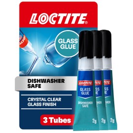 Loctite Glass Glue, Dishwasher Safe, Dries Clear & Fast Bonding, Works on Tinted Glass, Plastic & Metals - 2 g Bottle, 3 Pack