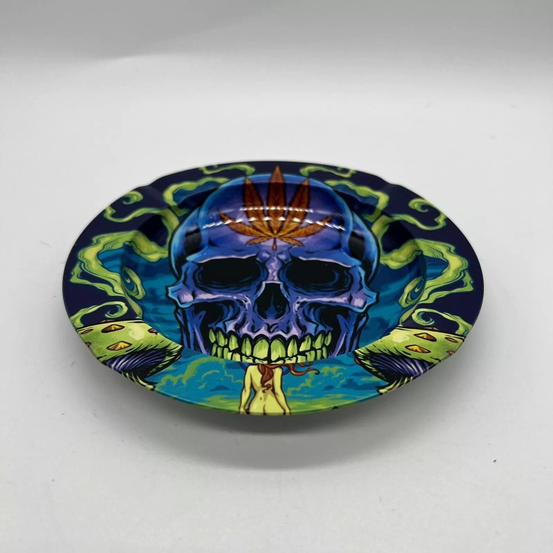 Decorative plate skull Printed Game Table Side Table metal plate