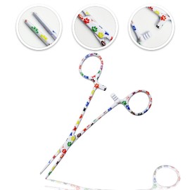 Cynamed Straight Kelly Hemostat Forceps Locking Clamps Premium Quality Stainless Steel, 5.5in. (Paws, White)