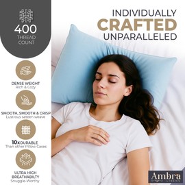 Ambra Linens - Ultra Soft Pillow Protectors 400TC Set of 2 Breathable Pillow Covers 100% Protection Against Stains, Dust & Dirt - Machine Washable