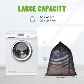 OTraki 2 Pack Mesh Laundry Bags 20 x 24 inch Drawstring Garment Bags for Laundry Medium Black Dirty Washing Bag for Home Dorm Hotel Beach Camp Travel Use