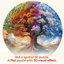 CHARMIBLE Puzzle 1000 Pieces Adult 1000 Pieces Tree of Life Impossible Round Puzzle, 67.5 x 67.5 cm Blue Paper Card Irregular Unique Jigsaw for Family Friends