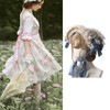Tea Party Sun Hat Straw Plaited Lace Ribbon Tie Flowers