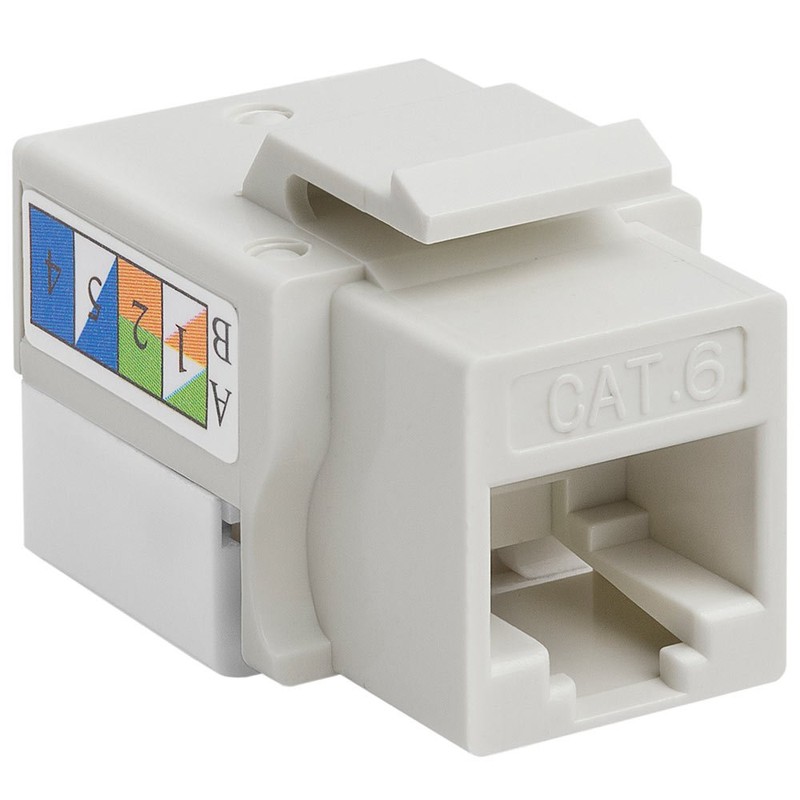 RJ45 CAT6 Keystone Jacks - Punch Down (White)
