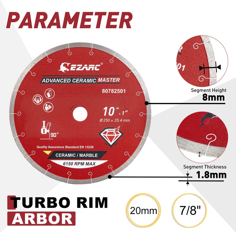 EZARC 10 inch Diamond Saw Blade, Advanced Ceramic Diamond Porcelain