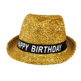 Boland - Happy Birthday Hat with Glitter for Birthday, Banderole with Lettering, Accessory for Party, Gift