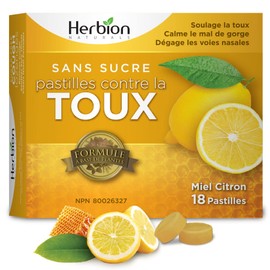 Herbion Naturals Sugar-Free Cough Lozenges with Natural Honey-Lemon Flavour, 18 Lozenges - Relieves Cough, Clears Nasal Congestion, Soothes Sore Throat; For Adults and Children 12 years and above