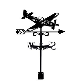 SUPERDANT Weather Vane Aircraft Weather Vane Wrought Iron Weather Vane for Roof Garden Sign Post Weather Vane Outdoor Farmhouse Garden Decor Wind Gauge Tool Garden Decoration Weather Vane Roof