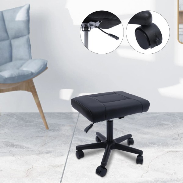 Unbranded Office Foot Stool with Wheels, Height Adjustable Rolling Leg