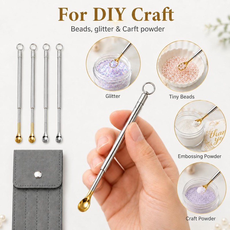 4 Pcs Retractable Mini Scoop Spoons,Tiny Capacity Spoons with Storage
