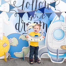 Pack of 2 Bunting for Children's Room, Muslin Cotton Fabric Bunting with Tassels, 2.6 m Weatherproof Bunting Outdoor for Garland Children's Room Decoration, House Bed (Blue)