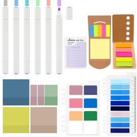 Annickee 620 Transparent Sticky Notes with 6 Highlighters, 240 Brilliant Page Markers and 1 To-Do Book, Transparent Sticky Notes, Multicoloured and Multiple Sizes, Sticky Notes for School, Office