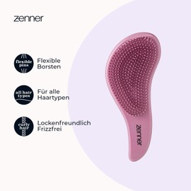Zenner Lockenbürste – Haarbürste Damen für Locken & empfindliche Kopfhaut – Bürste Haar mit Naturborsten für Pflege & Glanz