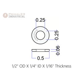 Nylon Washers - 1/2" OD x 1/4" ID x 1/16" Thickness Primal23 Industrial Nylon Washers (25)