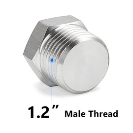 Feelers 1-1/4" NPT Male Outer Hex Head Thread Plug Pipe Fitting, 304 Stainless Steel Oil Drain Plug Fitting (Pack of 1)