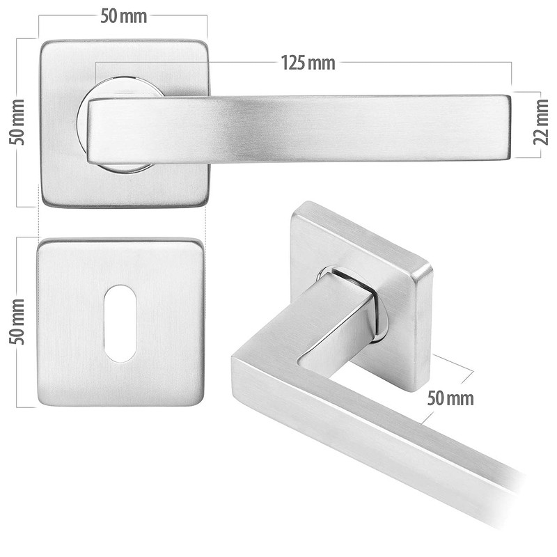 AGT Modern Door Fittings: Set of 2 Stainless Steel Door