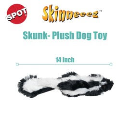 SPOT Skinneeez Skunk 14 Inch Stuffing-Free Plush Squeaky Dog Toy – Soft Tug-of-War Toy for Small and Medium Dogs – Mess-Free Interactive Chew Toy