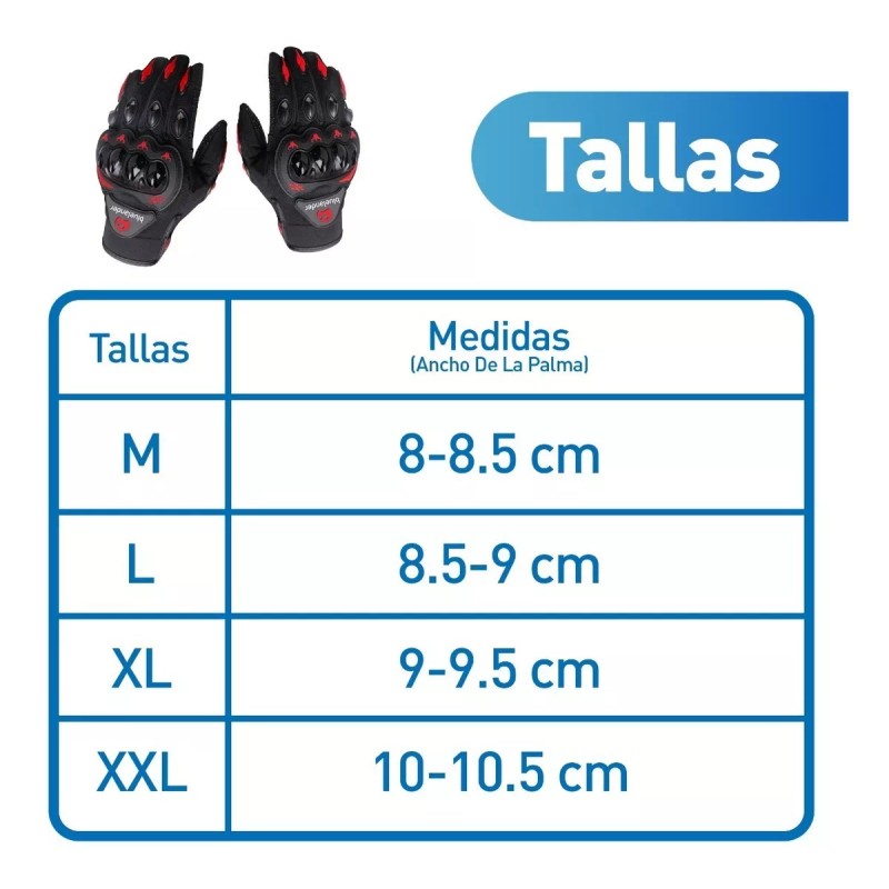 Bluelander Guantes Para Moto O Bicicleta Dedo Completo Negro-rojo