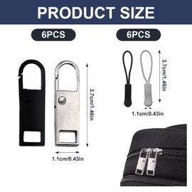 SHENSAIGO Pack of 24 Zip Zippers, 2 Styles Replacement Zipper Pendants for Zips, Universal Metal Zipper, Removable Zip Repair for Suitcase, Coat, Boots