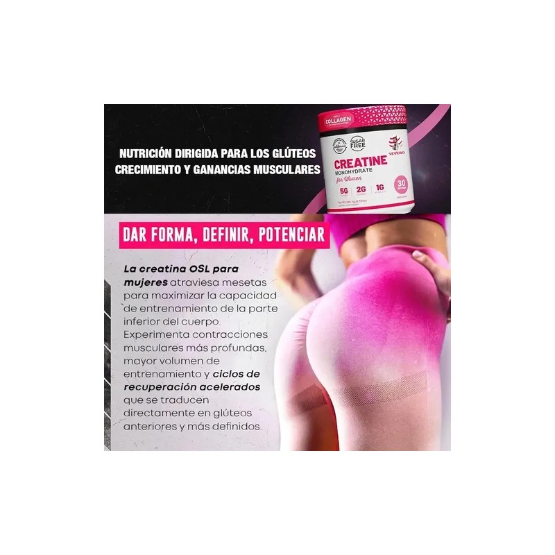 Creatina Mujer 5000mg Colágeno Bovino Bcaa Recuperación Sin Sabor