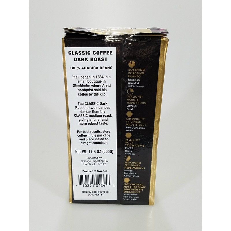 Arvid Norquist Classic Ground Coffee 2 - 17.6oz Bags(500grams) (2