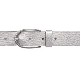 Vanzetti Leather Belt, Metallic silver