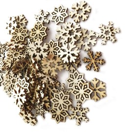 Snowflake Ornaments 50pcs Wooden Snowflake Ornament Unfinished Wood Snowflake DIY Christmas Tree Snowflake Cutout Decoration Xmas Snowflake Embellishment for DIY Craft Snowflake
